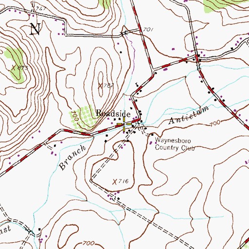 Topographic Map of Biesecker Run, PA