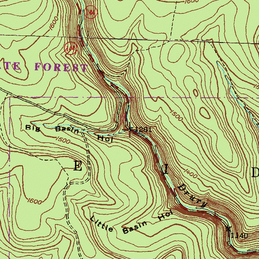 Topographic Map of Big Basin Hollow, PA