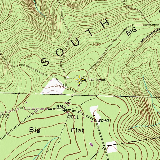 Topographic Map of Big Flat Tower, PA