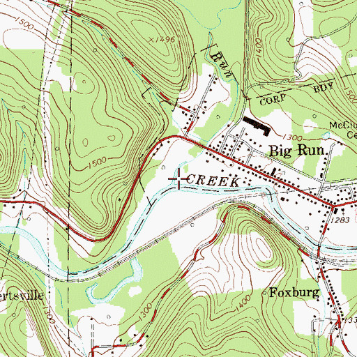Topographic Map of Big Run, PA