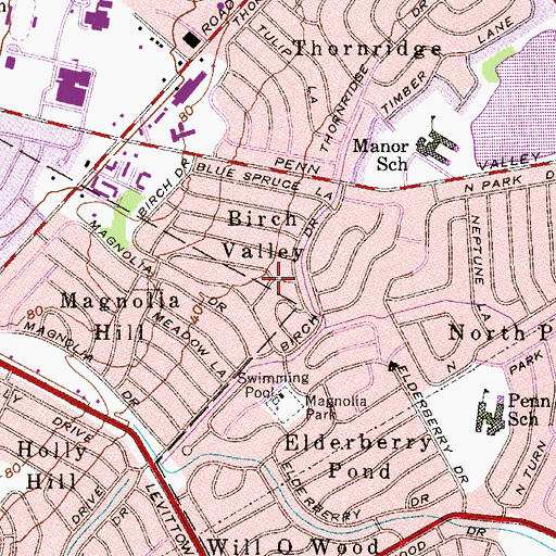Topographic Map of Birch Valley, PA