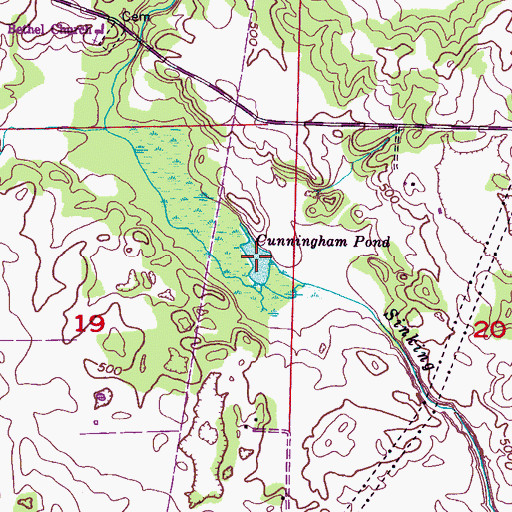 Topographic Map of Cunningham Pond, AL