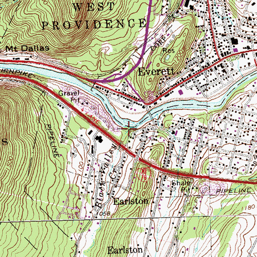 Topographic Map of Black Valley, PA