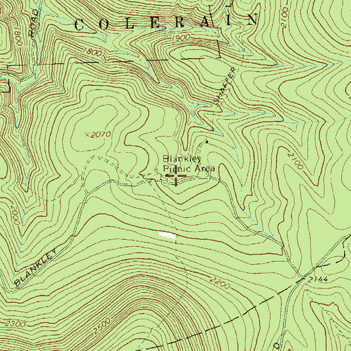 Topographic Map of Blankley Picnic Area, PA