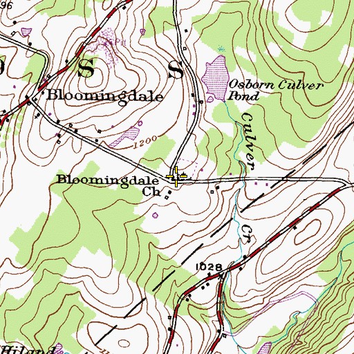 Topographic Map of Bloomingdale Church, PA