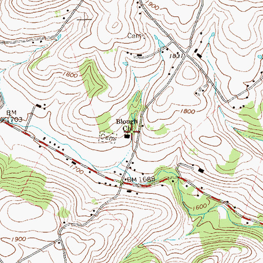 Topographic Map of Blough Church, PA