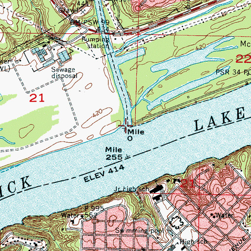 Topographic Map of Cypress Creek, AL