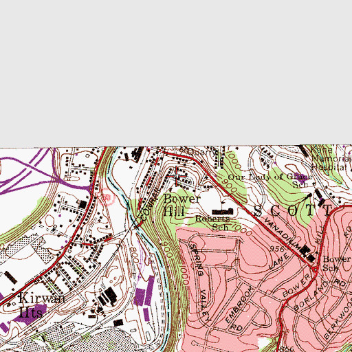 Topographic Map of Bower Hill, PA