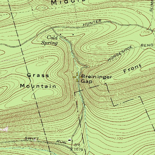 Topographic Map of Breininger Gap, PA