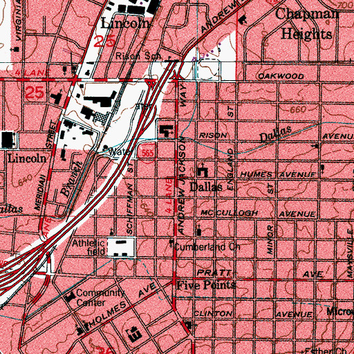 Topographic Map of Dallas, AL