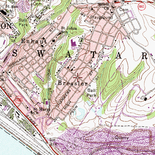 Topographic Map of Bressler, PA