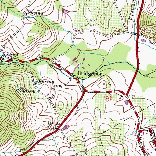 Topographic Map of Bridgeport, PA