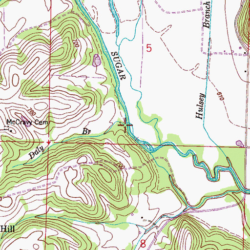 Topographic Map of Daly Branch, AL