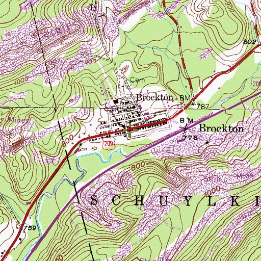 Topographic Map of Brockton, PA