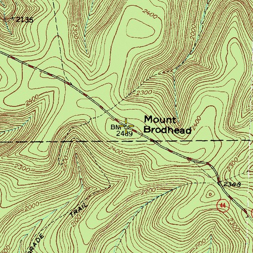 Topographic Map of Mount Brodhead, PA