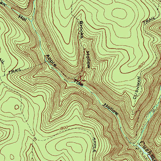 Topographic Map of Brooks Hollow, PA