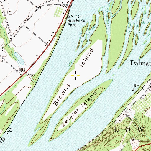 Topographic Map of Browns Island, PA