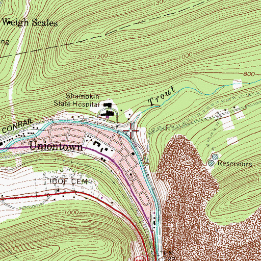 Topographic Map of Brush Valley, PA