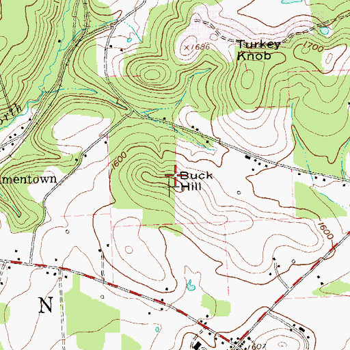 Topographic Map of Buck Hill, PA