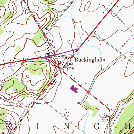 Topographic Map of Buckingham, PA