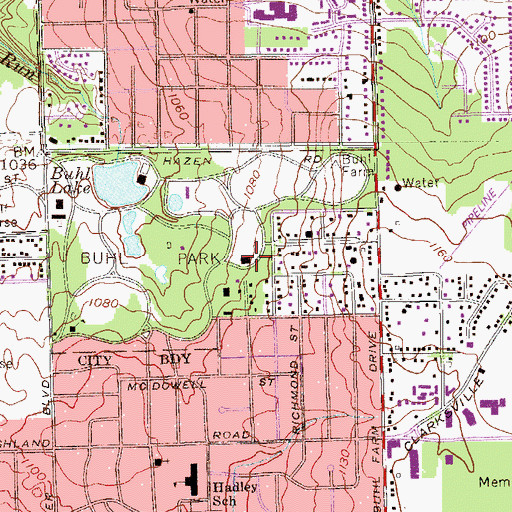 Topographic Map of Buhl Park, PA