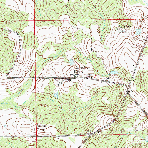 Topographic Map of Dansby Cemetery, AL