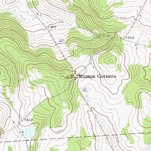 Topographic Map of Bumps Corners, PA