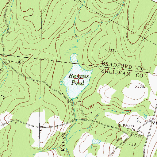Topographic Map of Burgess Pond, PA