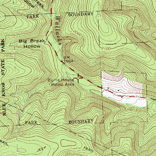 Topographic Map of Burnt House Picnic Area, PA