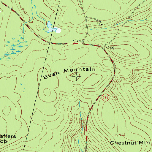 Topographic Map of Bush Mountain, PA