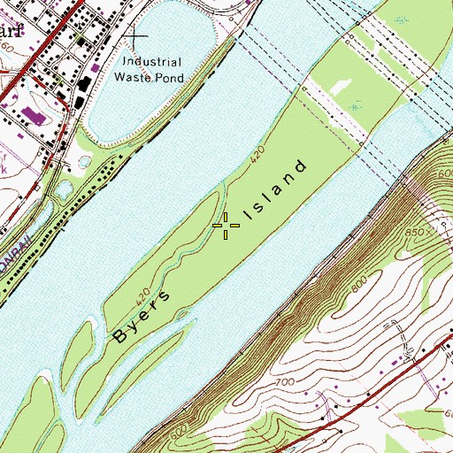 Topographic Map of Byers Island, PA
