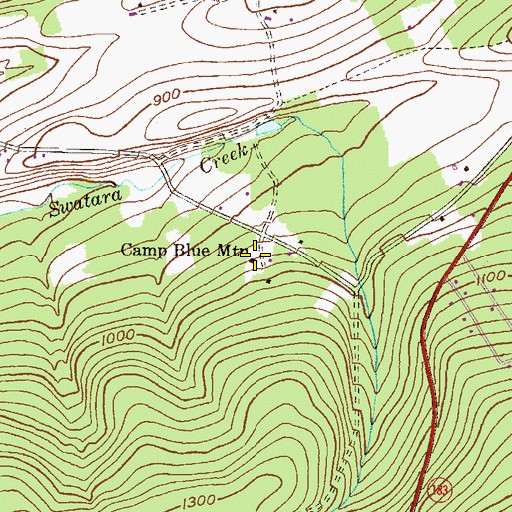 Topographic Map of Camp Blue Mountain, PA