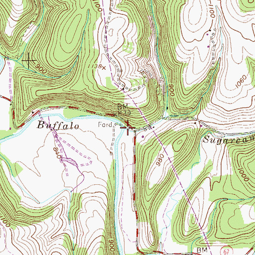Topographic Map of Camp Run, WV