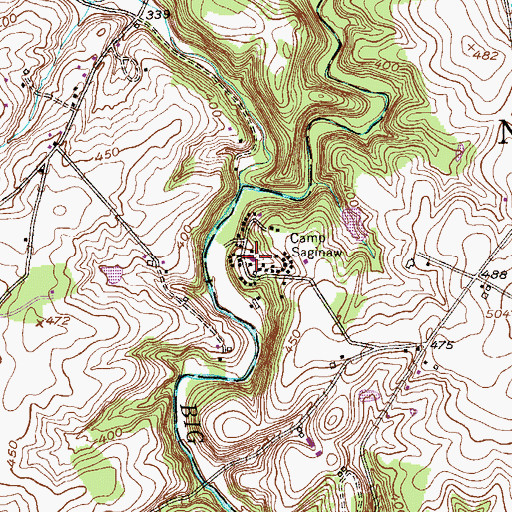 Topographic Map of Camp Saginaw, PA