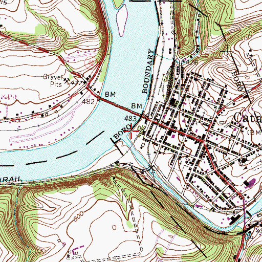 Topographic Map of Catawissa Creek, PA