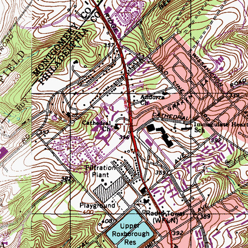 Topographic Map of Cathedral Church, PA