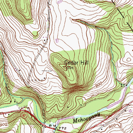 Topographic Map of Cedar Hill, PA
