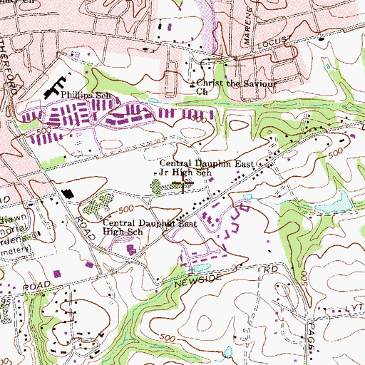 Topographic Map of Central Dauphin East Junior High School, PA