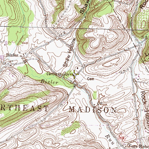 Topographic Map of Centre Church, PA