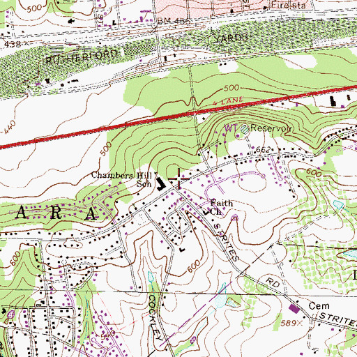Topographic Map of Chambers Hill School, PA