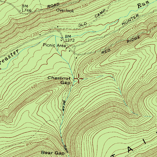 Topographic Map of Chestnut Gap, PA