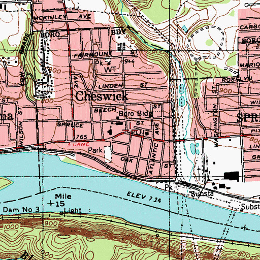 Topographic Map of Cheswick, PA