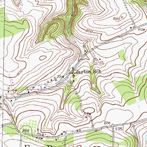 Topographic Map of Clayton School, PA