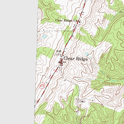 Topographic Map of Clear Ridge, PA
