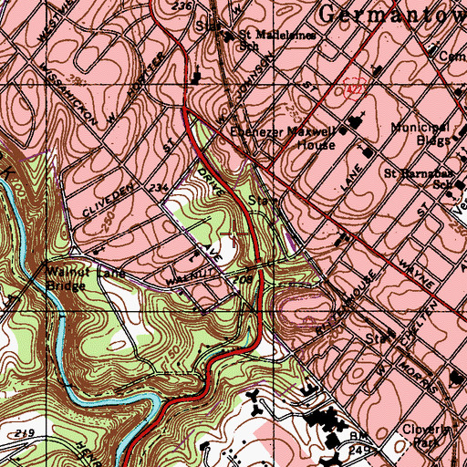Topographic Map of Clifford Park, PA