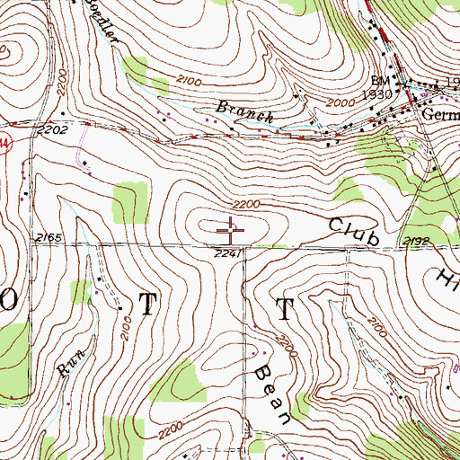 Topographic Map of Club Hill, PA