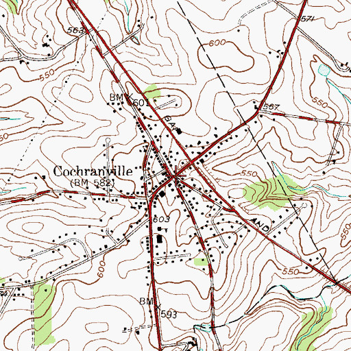 Topographic Map of Cochranville, PA