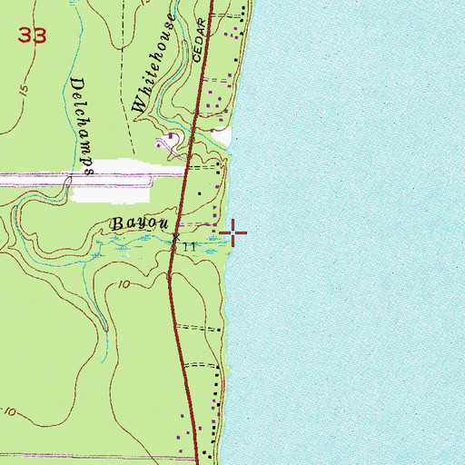 Topographic Map of Delchamps Bayou, AL