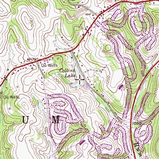 Topographic Map of Collins Lake, PA