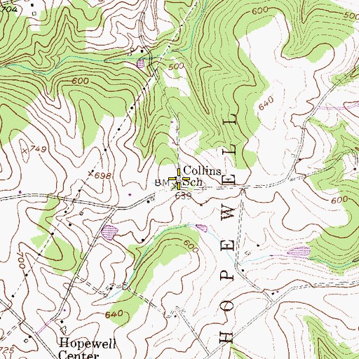 Topographic Map of Collins School, PA